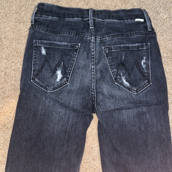 MOTHER High Waisted Looker Ankle Skinny Leave The Light On Washed Black 24‎ - Picture 7 of 11